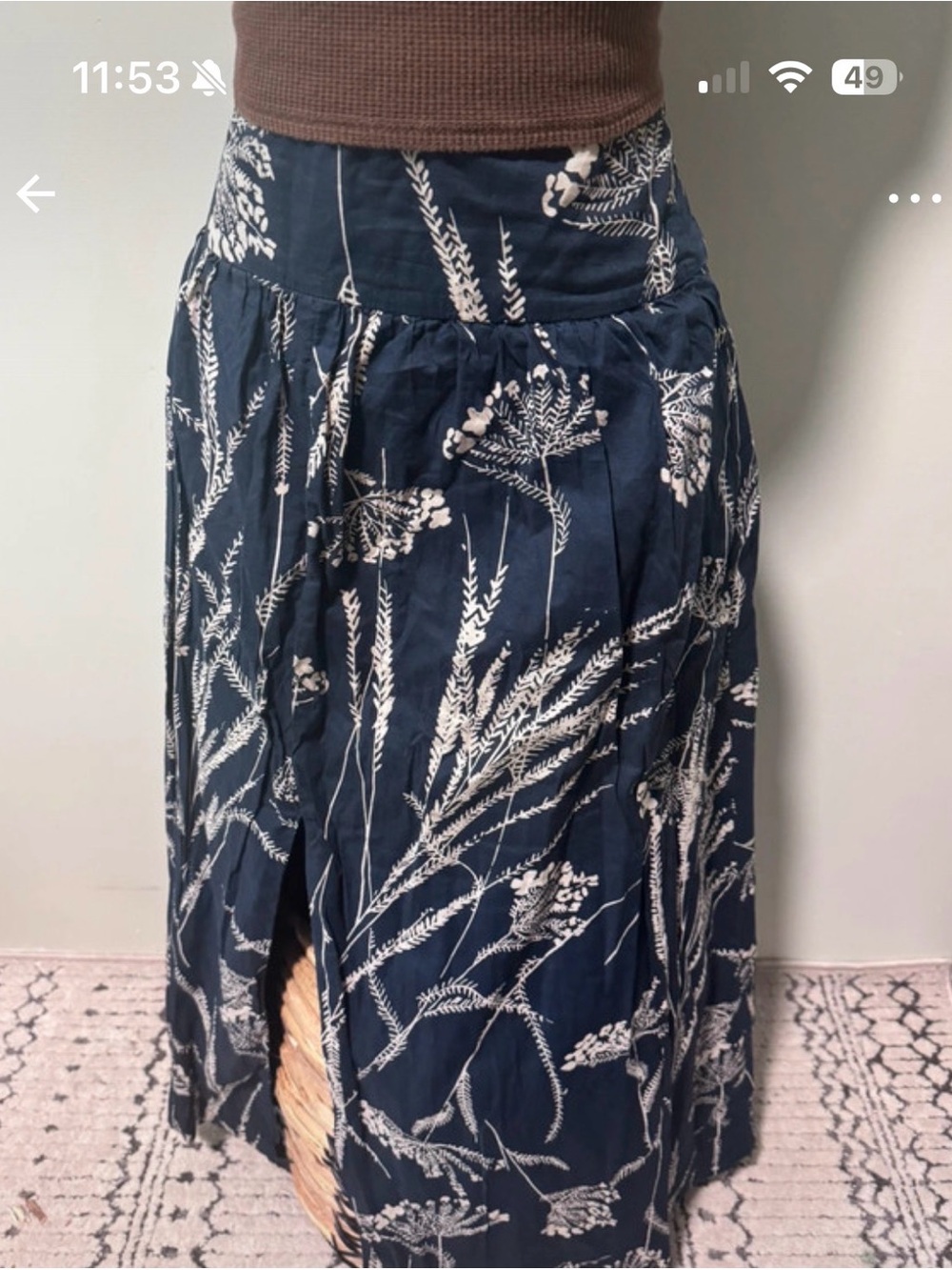 Banana Republic Navy Botanical Maxi Skirt